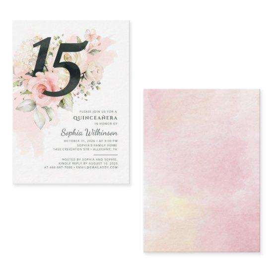 15th Birthday Quinceanera Rustic Floral Modern Note Card