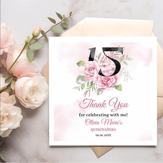 15th Birthday Quinceanera Rustic Floral Napkins