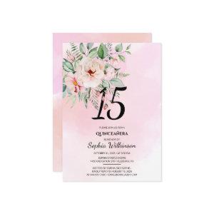 15th Birthday Quinceanera Rustic Floral Watercolor