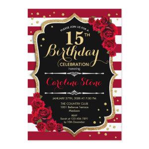 15th Birthday - Red White Stripes Roses