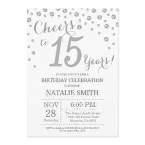 15th Birthday Silver Glitter Diamond