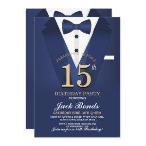 15th Birthday Spy Suit Black tie Gold Tuxedo Ball