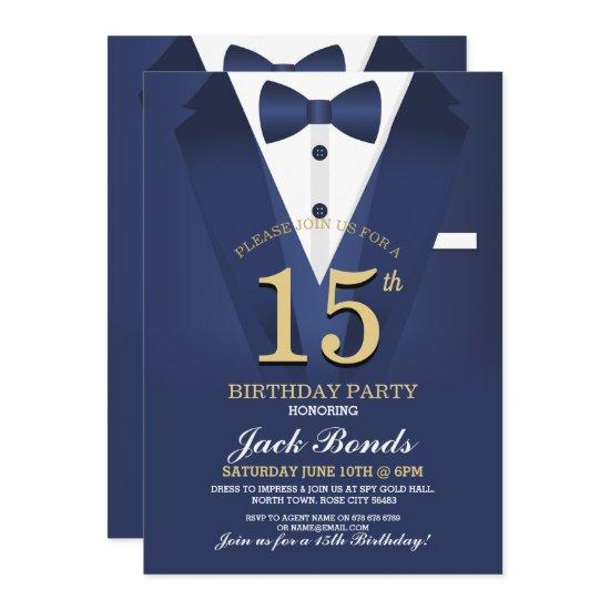 15th Birthday Spy Suit Black tie Gold Tuxedo Ball