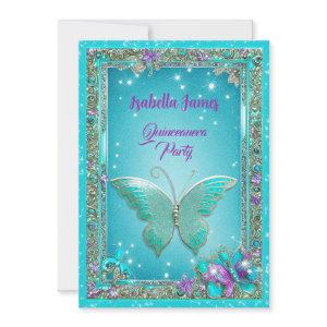 15th birthday turquoise purple butterflies classy