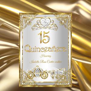 15th Pearl Gold White Quinceanera tiara carriage