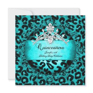 15th Quinceanera Leopard teal blue Tiara