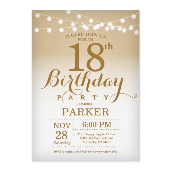 18th Birthday  Gold String Lights