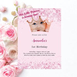 1st Birthday Princess photo crown pink