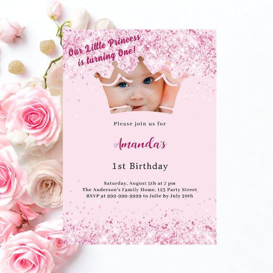 1st Birthday Princess photo crown pink
