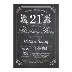21st Birthday  Floral Chalkboard