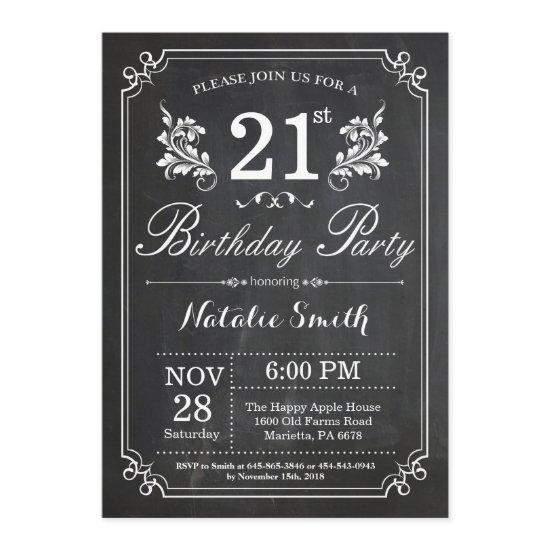 21st Birthday  Floral Chalkboard