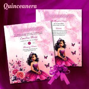 25 BUDGET Magenta Quinceanera Dress Floral Paper