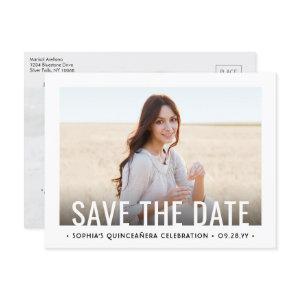 2 Photo Quinceanera Modern Birthday Save the Date Announcement Postcard