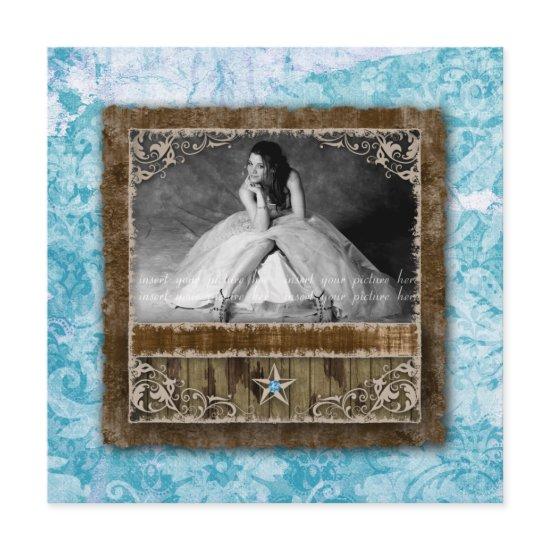 332 Quinceanera Vintage Photo Card Star Blue