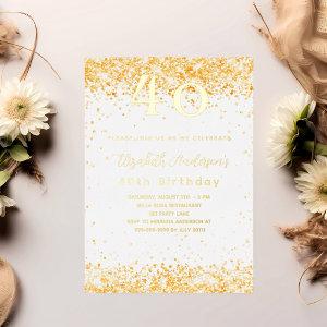 40th birthday white gold glitter luxury foil