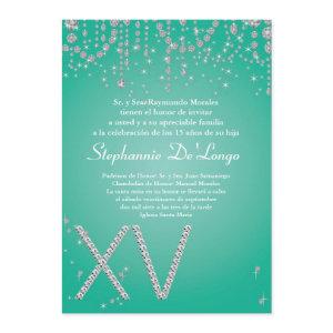 5x7 Aqua Diamond Quinceanera Birthday