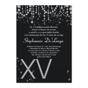 5x7 Black Diamond Quinceanera Birthday
