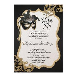 5x7 Black Masquerade Mask Quinceanera