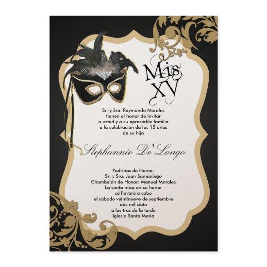 5x7 Black Masquerade Mask Quinceanera