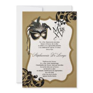 5x7 Black Masquerade Mask Quinceanera