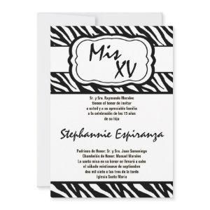 5x7 Black Zebra Print Quinceanera 15