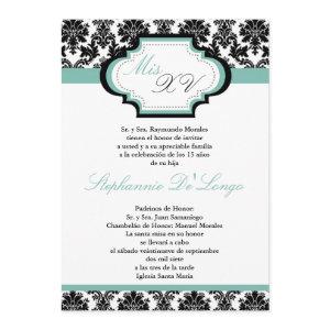 5x7 Blue Damask Quinceanera