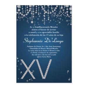 5x7 Blue Diamond Quinceanera Birthday