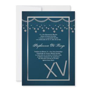 5x7 Blue Diamond Quinceanera Birthday