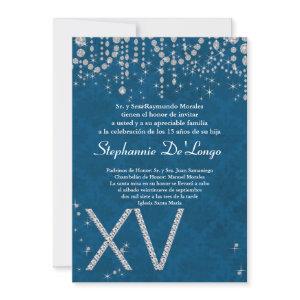 5x7 Blue Diamond Quinceanera Birthday