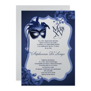 5x7 Blue Masquerade Mask Quinceanera