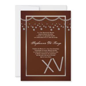 5x7 Brown Diamond Quinceanera Birthday