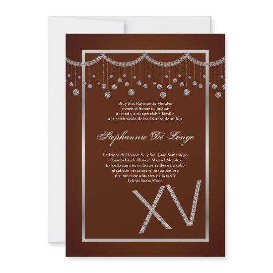 5x7 Brown Diamond Quinceanera Birthday
