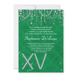 5x7 Green Diamond Quinceanera Birthday