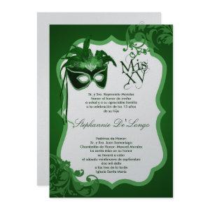 5x7 Green Masquerade Mask Quinceanera