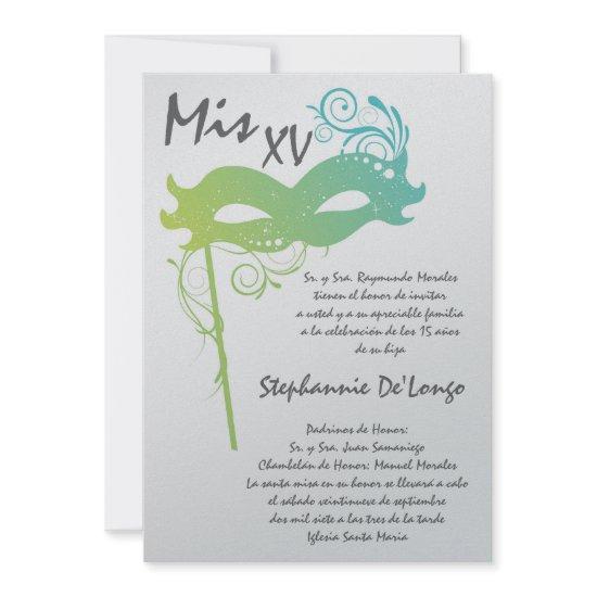 5x7 Masquerade Quinceanera Birthday