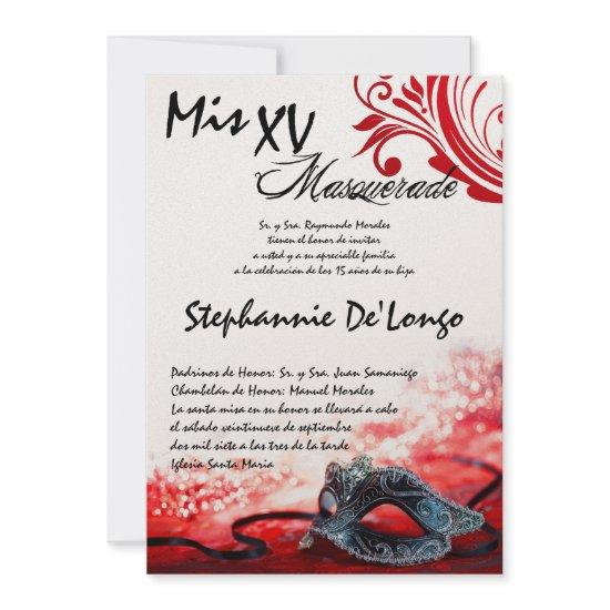 5x7 Masquerade Quinceanera Birthday