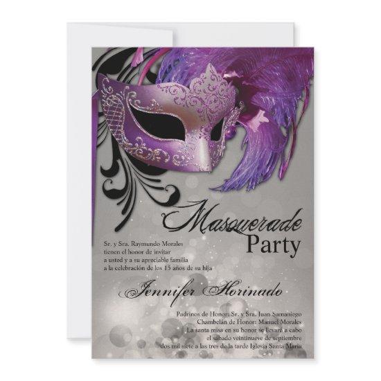 5x7 Masquerade Quinceanera Birthday