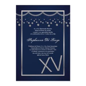 5x7 Navy Diamond Quinceanera Birthday