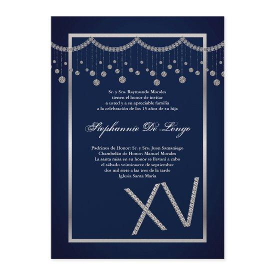 5x7 Navy Diamond Quinceanera Birthday