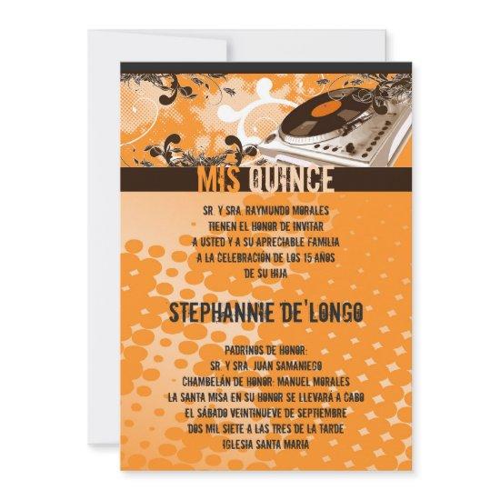 5x7 Orang DJ Spin Turntable Quinceanera