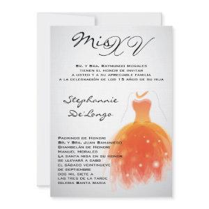 5x7 Orange Dress Quinceanera Birthday
