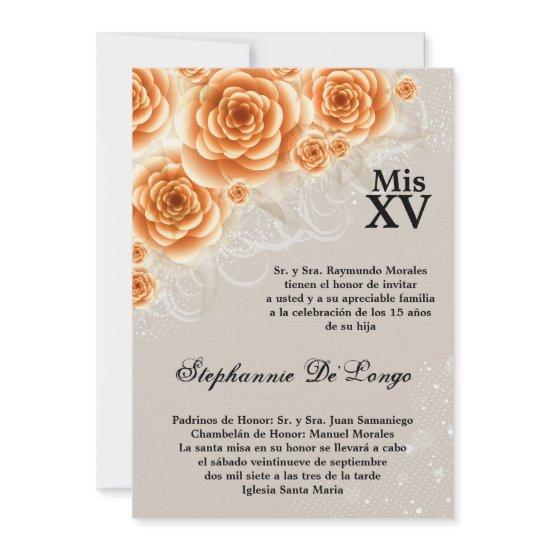 5x7 Orange Roses Quinceanera Birthday