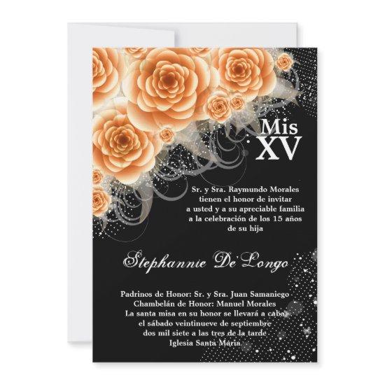 5x7 Orange Roses Quinceanera Birthday