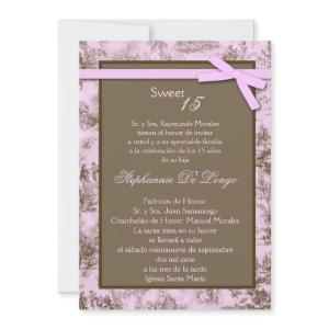 5x7 Pink Brown ToileFabric Quinceanera