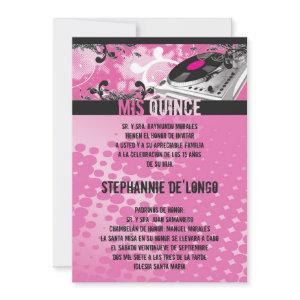 5x7 Pink DJ Spin Turntable Quinceanera