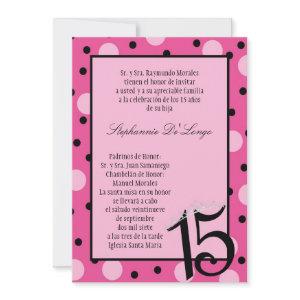 5x7 Pink Polka Quinceanera Party