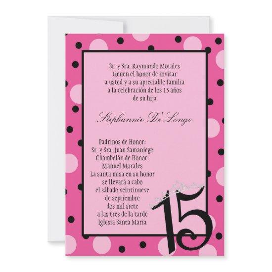 5x7 Pink Polka Quinceanera Party