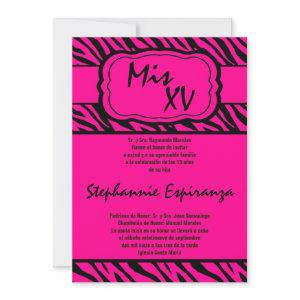 5x7 Pink Zebra Print Quinceanera 15