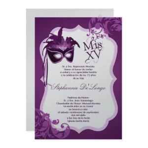 5x7 Purple Masquerade Mask Quinceanera