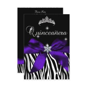 5x7 Quinceanera Purple Zebra Black White